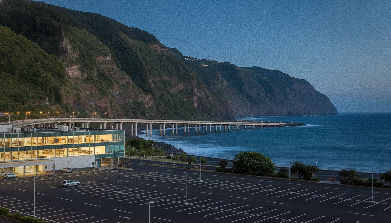 Parkplatz P1 vor dem Terminal des Flughafens Madeira